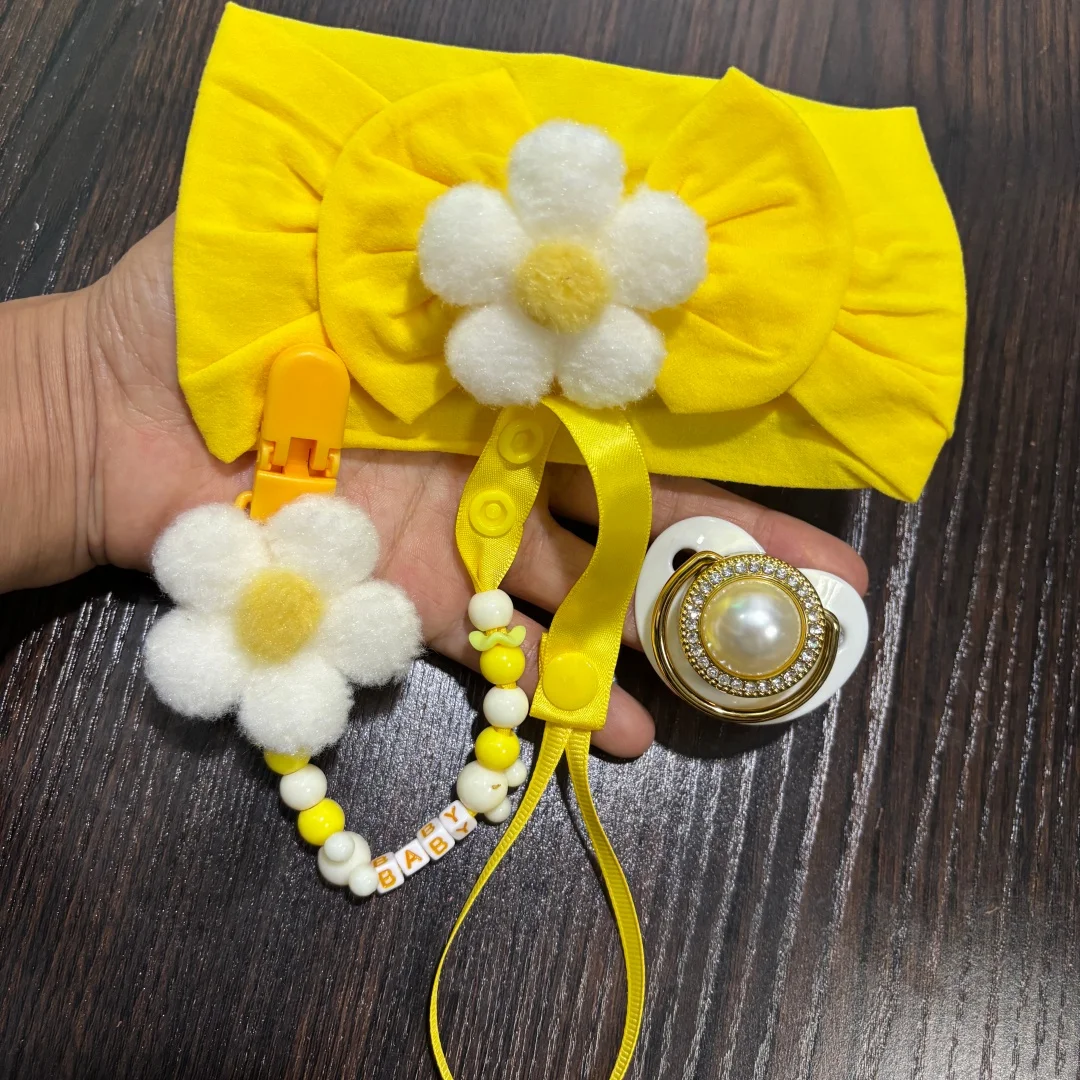 Baby hairband Soft Simulated Nipple Infant Pacifier Cute Cartoon Style with Dust Cover Food Grade Silicone Portable Soother