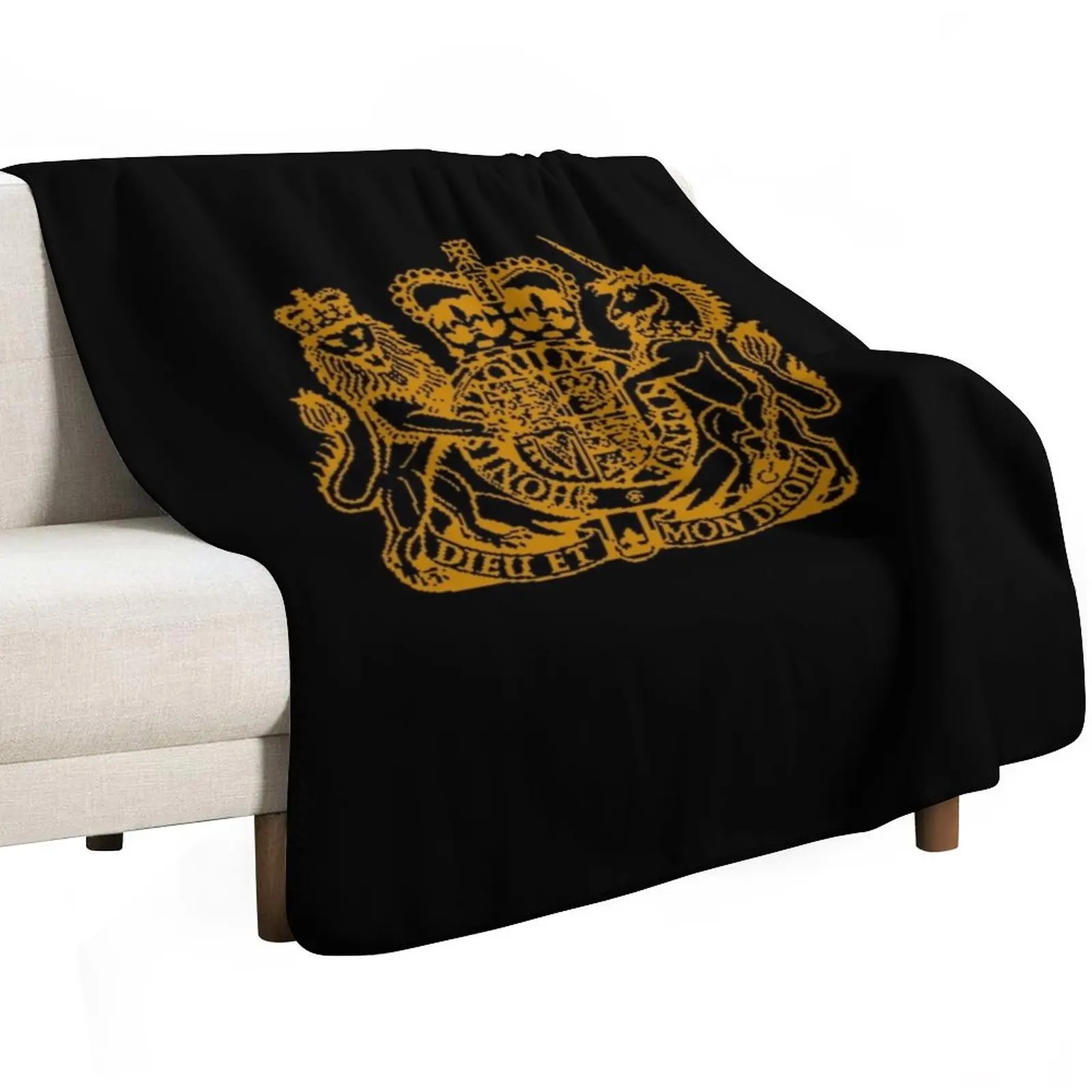 Elizabeth II Royal Coat of Arms Emblem Throw Blanket Luxury For Decorative Sofa Hairy Retros valentine gift ideas Blankets