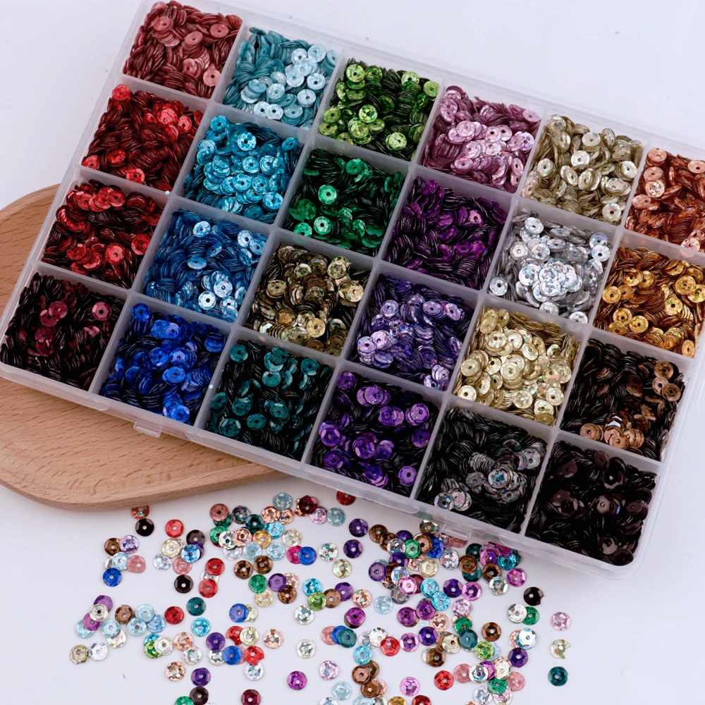 24 Colors Bright Sequins Round Flatback Confetti Paillettes Sewing Wedding Dress DIY Crafts Accessories