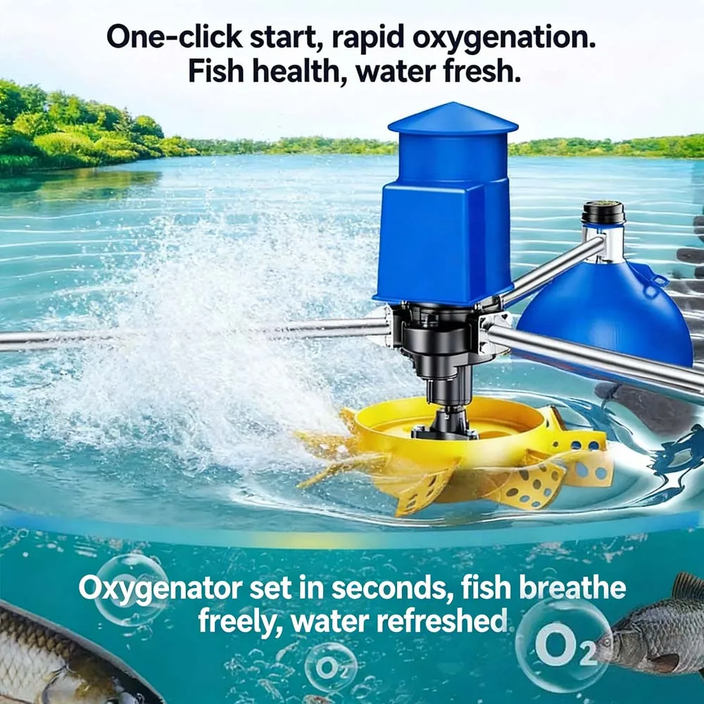 BESUN 1500W 2HP Floating Ball Fish Pond Aerator Floating Surface Micro Bubble Generator Impeller Aerator Pump Shrimp Farming