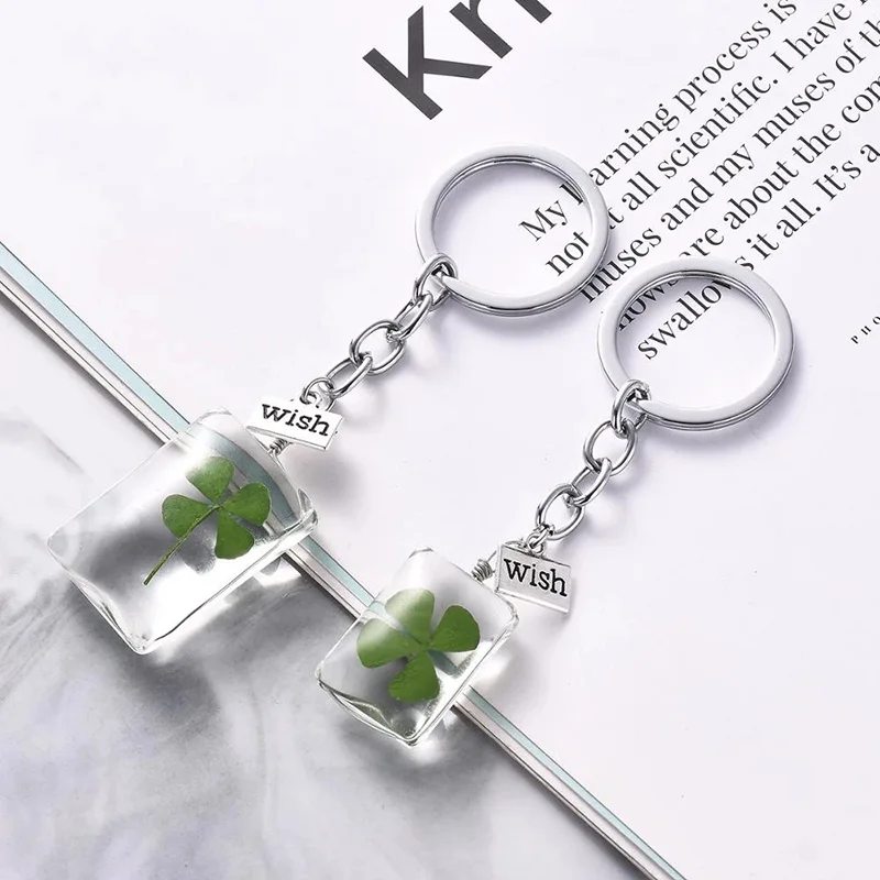 Megmunkalás Természetes Örök virágos keychain Száradt virágos Növény kulcs Megláncol wishing Palackol keyrings kulcs jogosultja Nők Hosszúnadrág kiegészítők