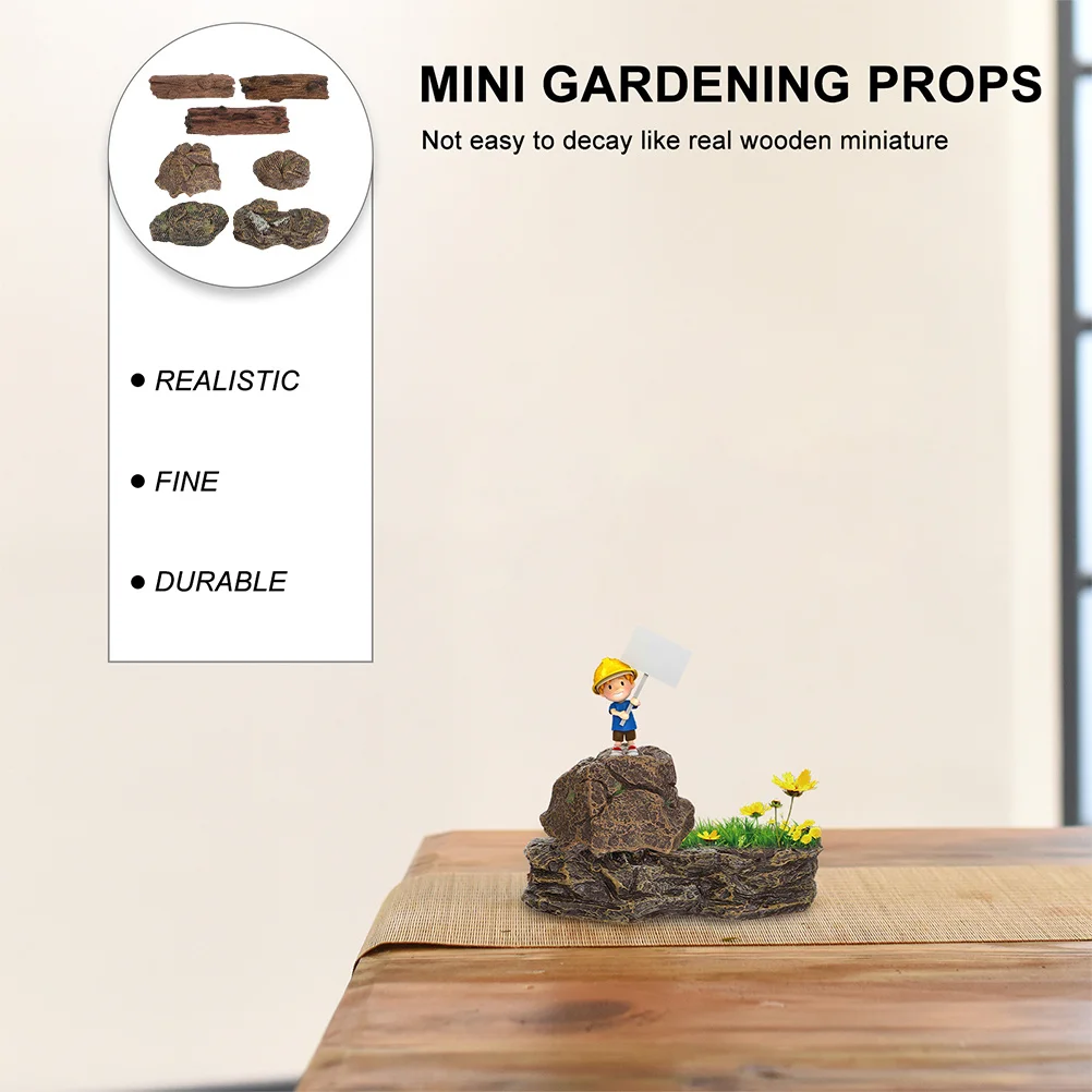 

Mini Garden Tree Stump Decor Artificial Fake Stone Figurine for Micro Landscape Sand Table Diorama Ornament