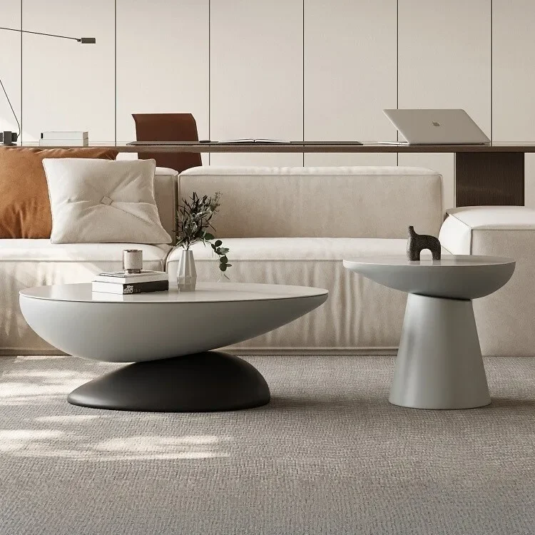 Italian minimalist coffee table combination living room household small apartment marble art pebble