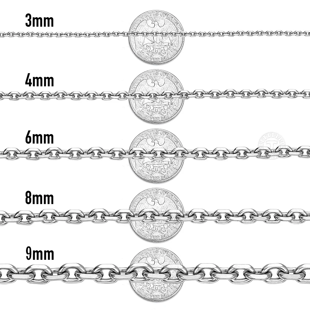 3-10mm Stainless Steel Necklace For Men Women Silver Color Cable Link Chain Necklace Men Fashion Hiphop Jewelry 18-36\