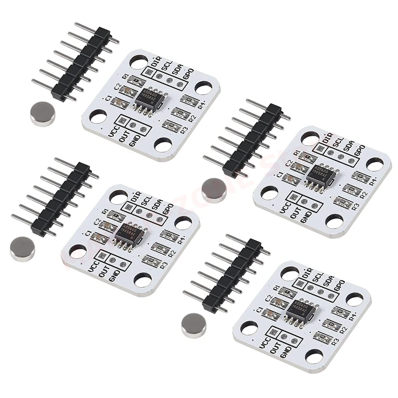 4 Pcs AS5600 Magnetic Encoder 12bit high Precision Magnetic Induction Angle Measurement Sensor Module 3.3V