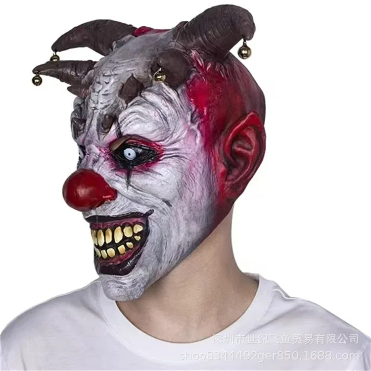 

2025 Horror Clown Hood Halloween Smile Mask Masquerade Party Holiday Show Props Scary Costumes & Accessories