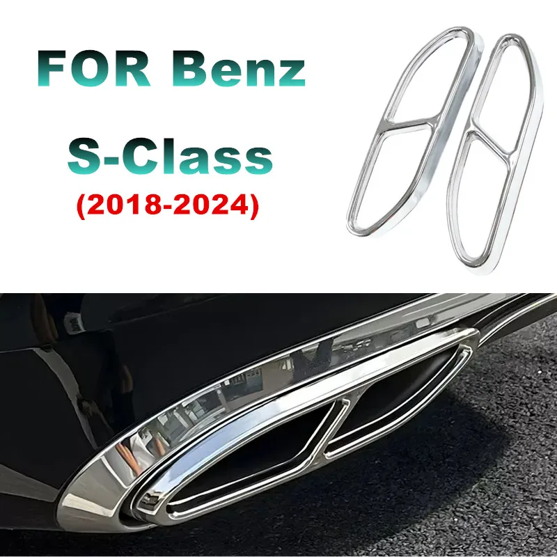 

2psc Car Exterior Tail Throat Liner Pipe Exhaust System Cover Trim for Mercedes-Benz S-Class 2018 2019 2020 2021 2022 2023