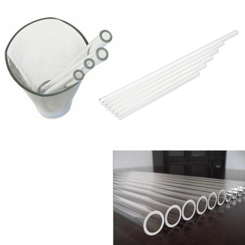 Reusable Thick Straws Wedding Birthday Party Clear Glass Drinking Straws M68E