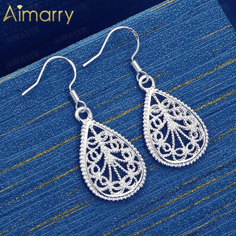 925 Sterling Silver Hollow Water Droplet Flower Earrings for Women's Parties Banquets Weddings High-quality Fashion Jewelry