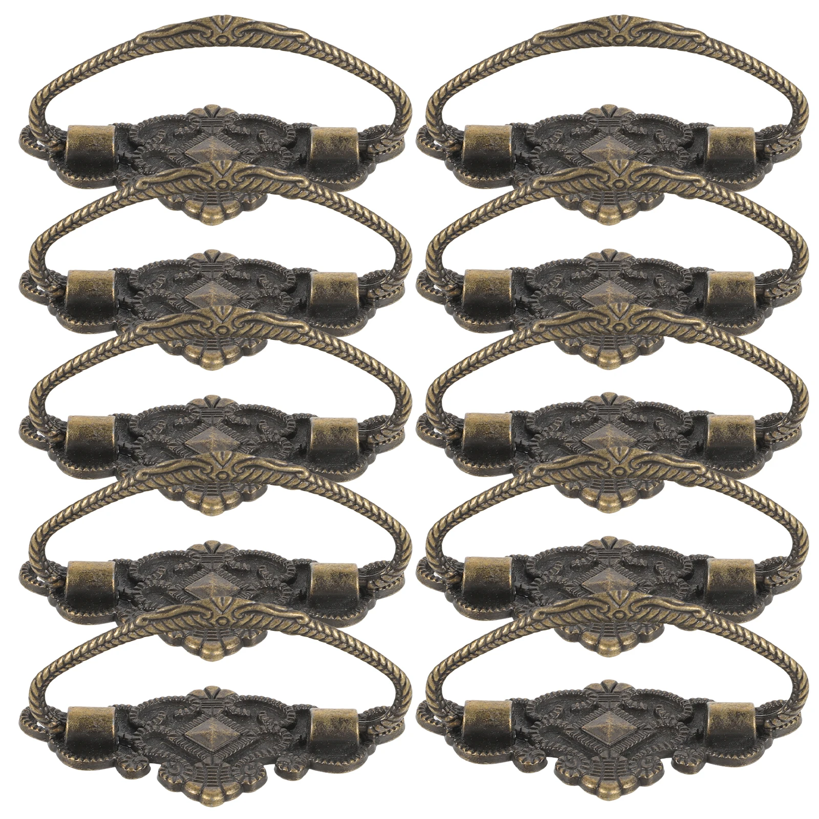 

10 Pcs Retro Cabinet Handles Vintage Metal Drawer Pulls Decorative Alloy Dresser Furniture Hardware Smooth Edge Design Durable