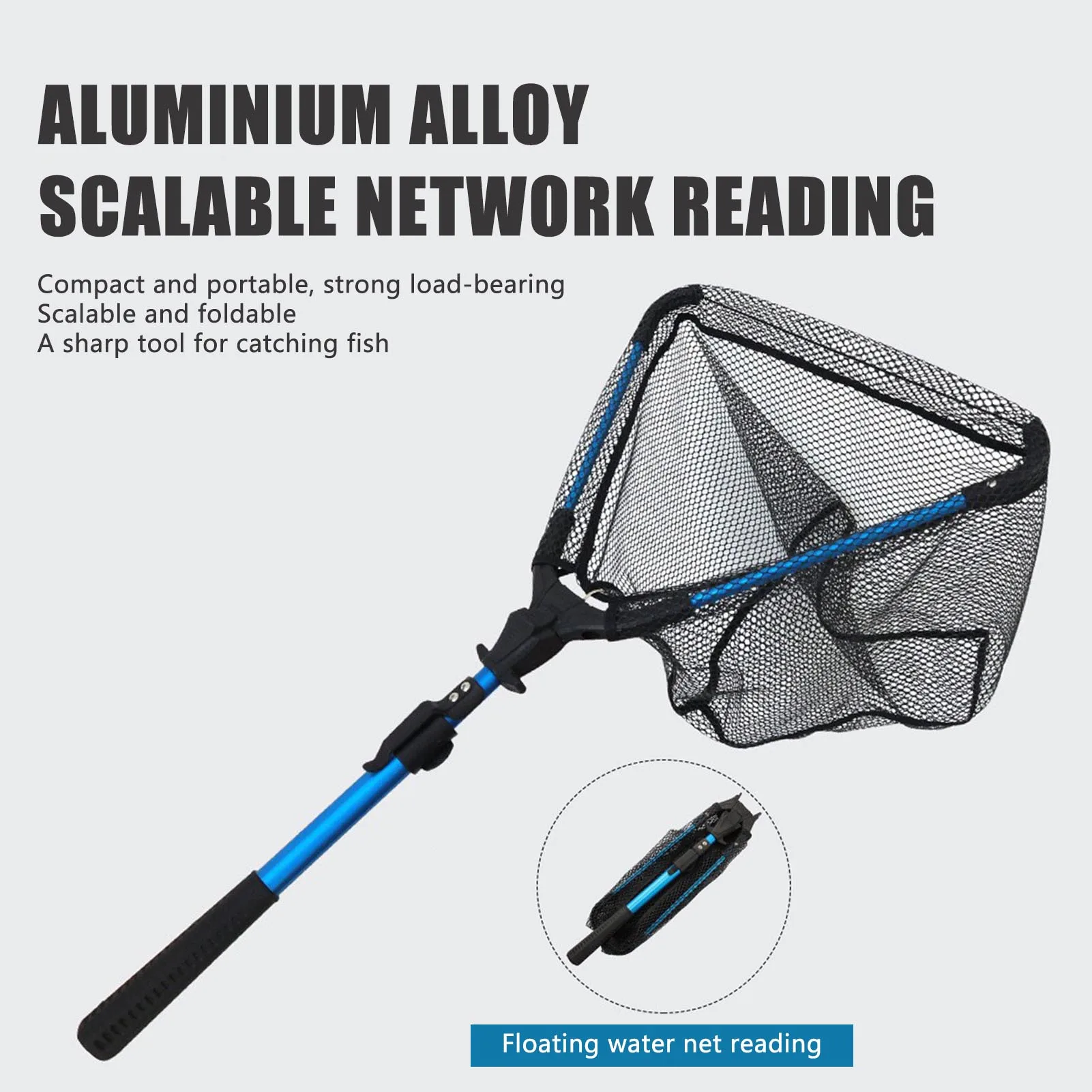 Portable Landing Fishing Net Road Alloy Telescopic Triangular Mesh Foldable Handheld Dipnet For Fresh Salt Water Fishing Tackles