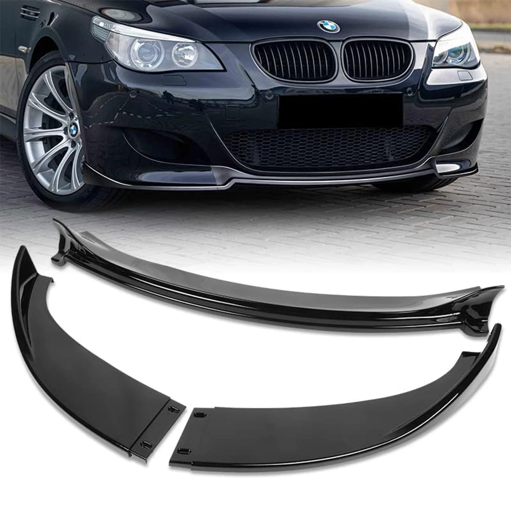 Spoiler de Para-choque Frontal Preto Brilhante para Carro, Kit de Carroceria para BMW E60 E61 M5 2004-2010