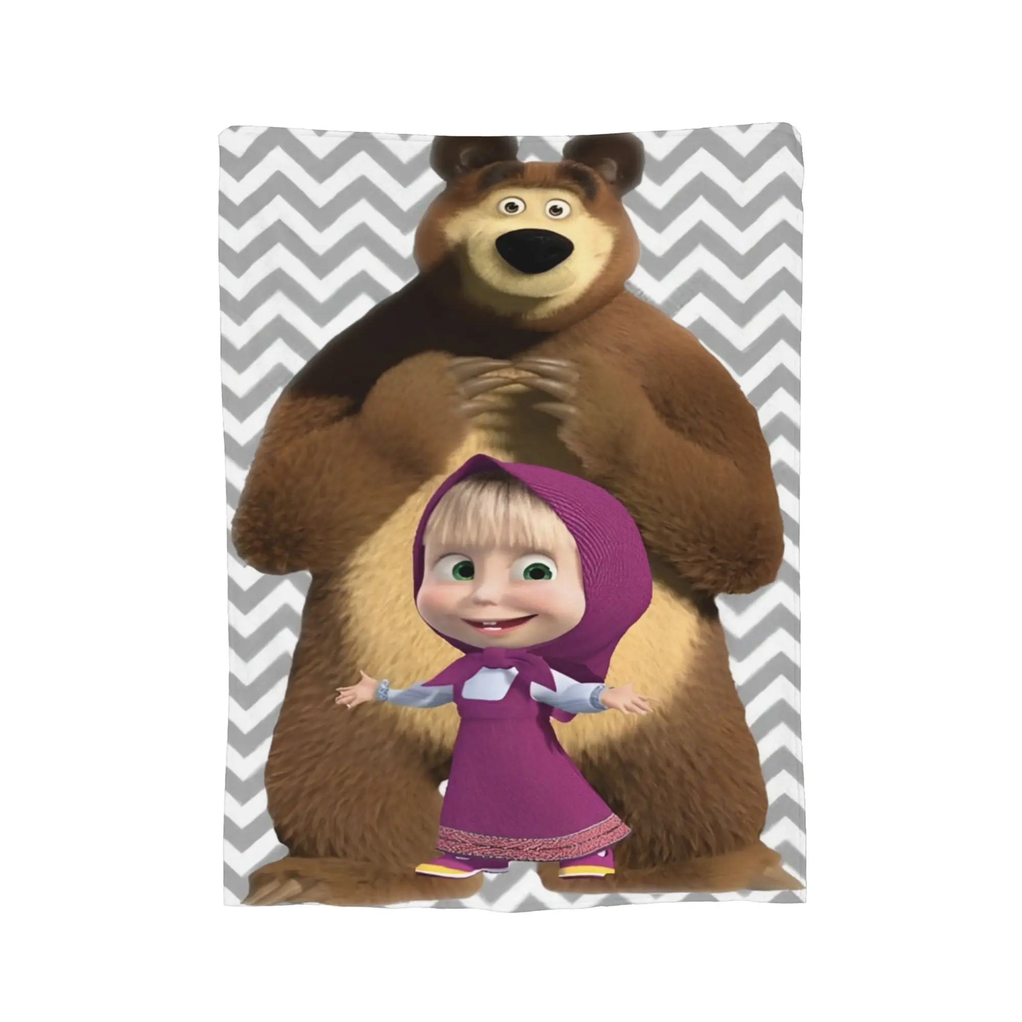 Soft Blanket Child Picnic M-Mashas and B-Bears Chevron Backdrop Throw Blanket  Flannel Bedspread For Home Decor Sofa Bed Cover