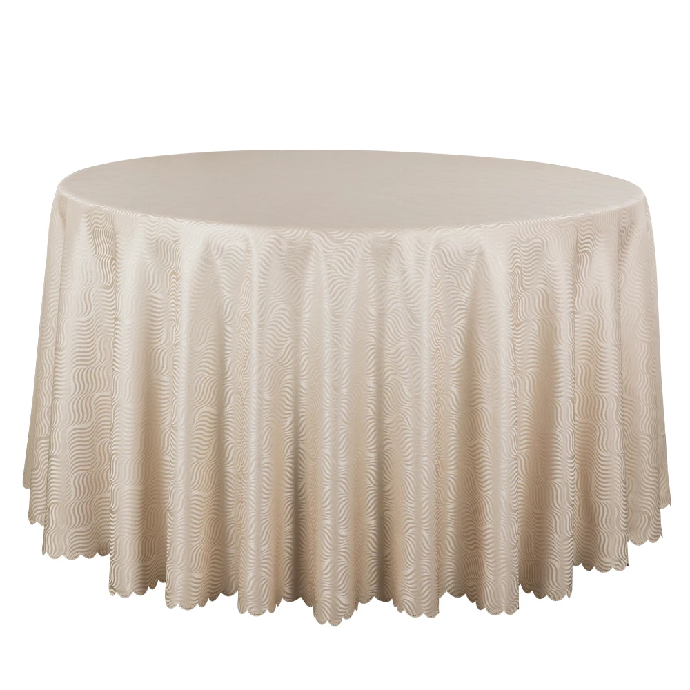 Solid Jacquard Round Table Covers Decor Wedding Banquet Hotel Tablecloths Beige Red Striped Table Cloth Dining Table Linen 260cm