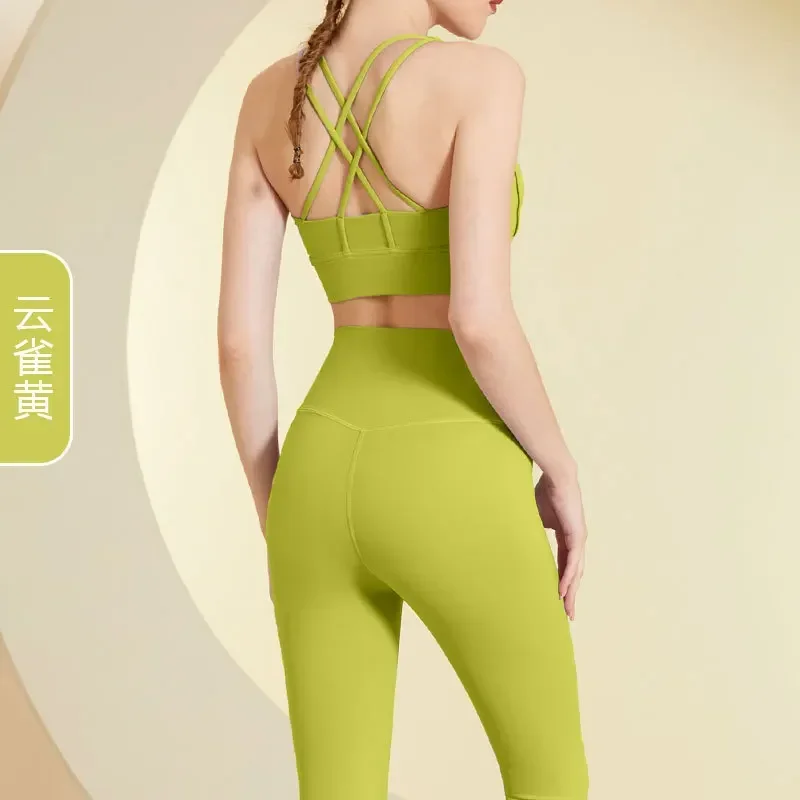 2Pcs Seamless Yoga Set Gym Fitness Clothing Women Suits Sports Bra Crop Top Workout Leggings Sportswear Female image 3