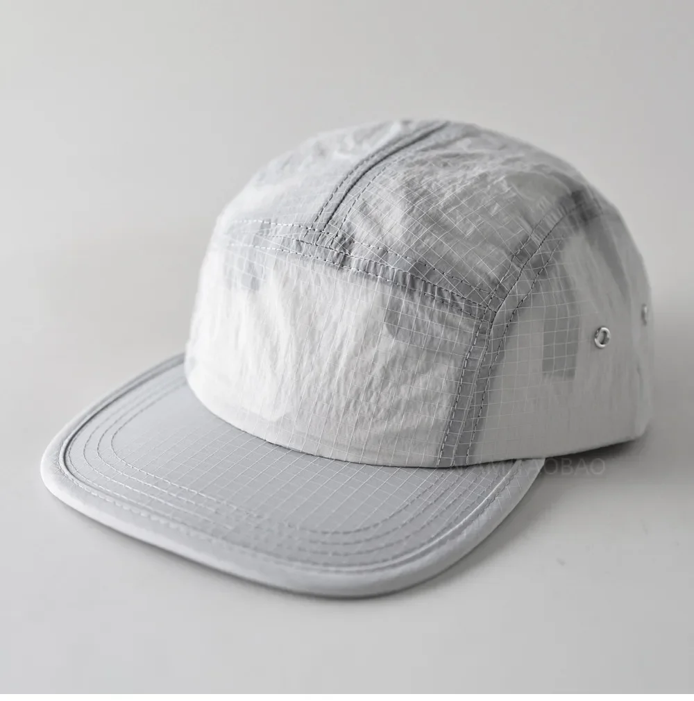Solid Color Quick-drying Plaid Hemming Sun Flat-brimmed Hat Men Women Running Sports Breathable Sunshade Ultra-thin Baseball Cap