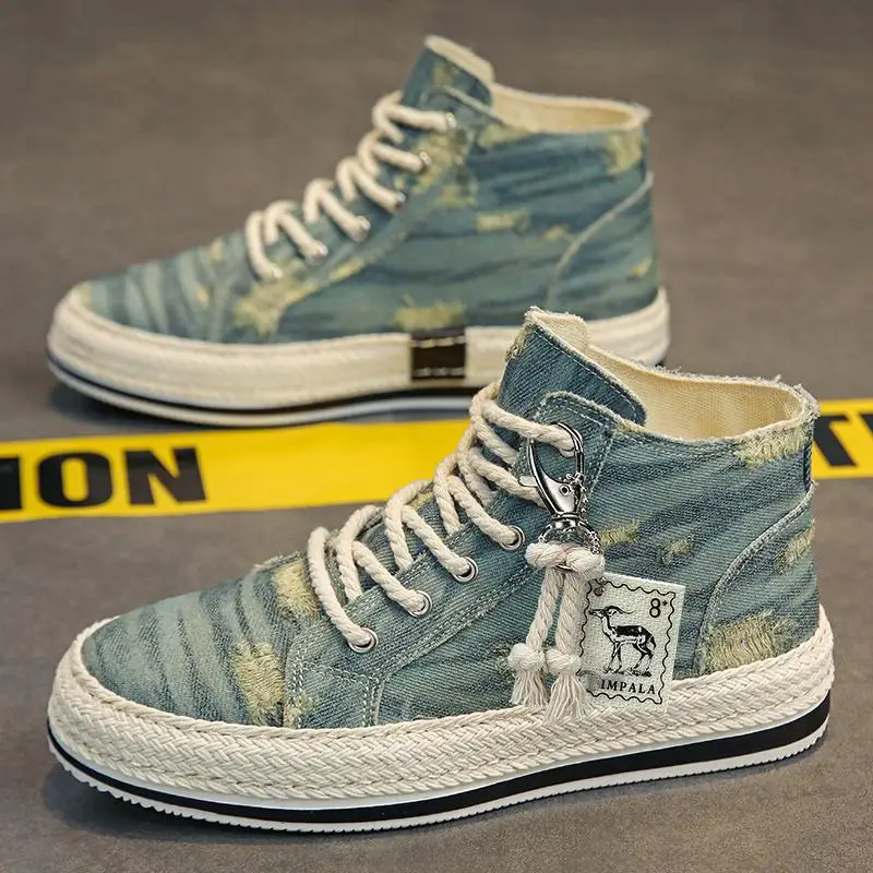 Male Sneakers Lightweight Fashion High Top Shoes Non Slip Wear Resistant Breathe Outdoor Casual Shoes Lace Up Autumn Men Shoes