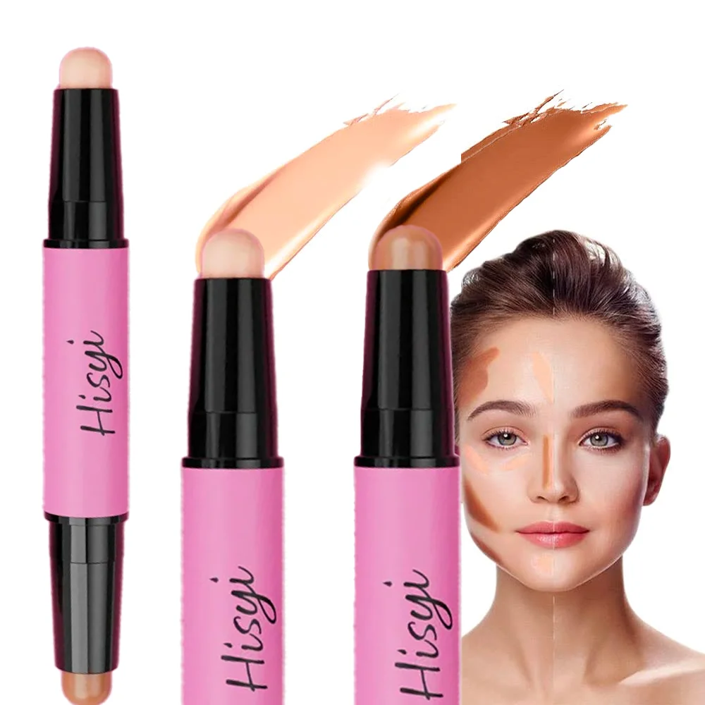 Bâton de contour double ton – Brighten & Concealent le maquillage multi-look, facile à appliquer, longue durée, imperméable pour Noël et hiver