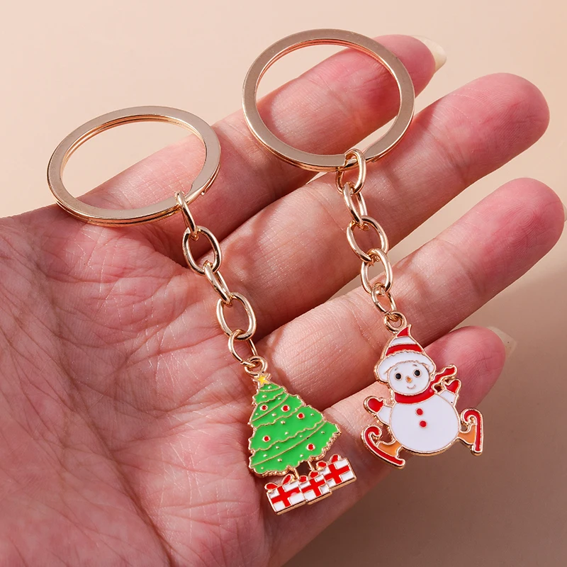 Aihua New Cute Christmas Keychain Christmas Tree Deer Bell Santa Snowman Keychains Bag Car Key Holder New Year Jewelry Gift image 5