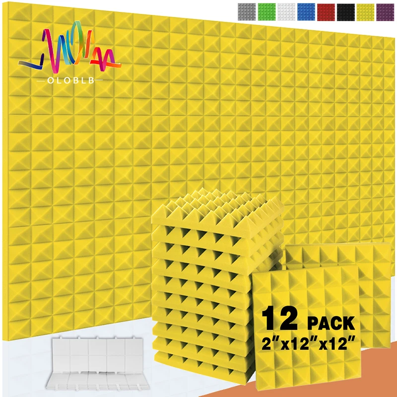 

Studio Acoustic Foam Panels Sound Absorbing 12 Pcs Acoustic Treatment Panel For Music Studio Wall Soundproof Home Decoration