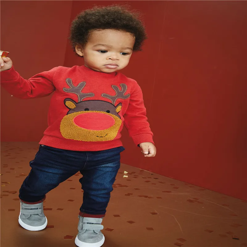 

New Year Kids Hooded Christmas Boys Girls Long Sleeve Sweatshirts Children's Sport Top Autumn Spring Kids Clothing