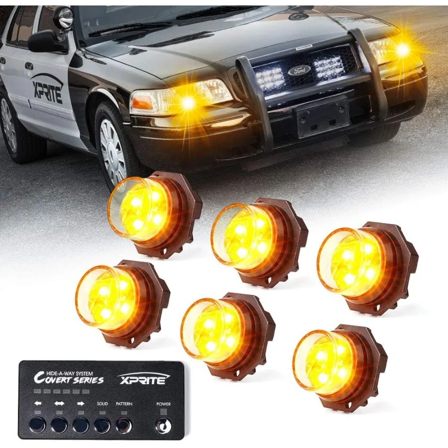 

Комплект янтарных светодиодных стробоскопов для скрытого монтажа с 20-ми мигающими узорами и панелью управления для придорожных аварийных транспортных средств, грузовиков, внедорожников, фургонов