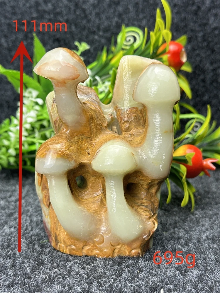 

Natural Afghanistan Jade Tree Mushroom Hand-carved Mineral Crystal Healing Reiki Feng Shui Prayer Home Decoration Ornament Offic