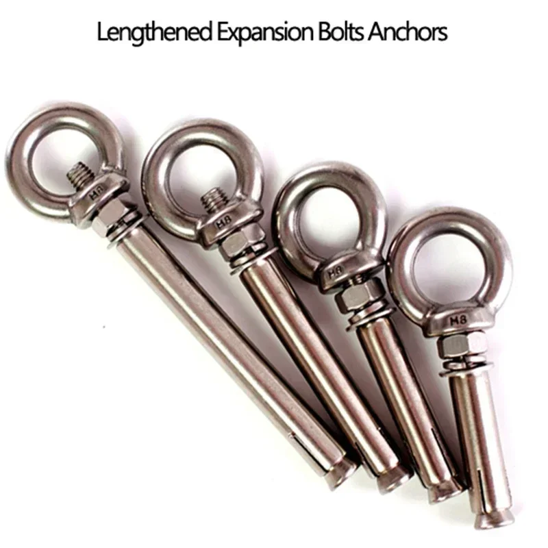 304 Stainless Steel Expansion Bolts With Ring Wall Anchors Eye Screws  Size M6-M20 Length Lengthened