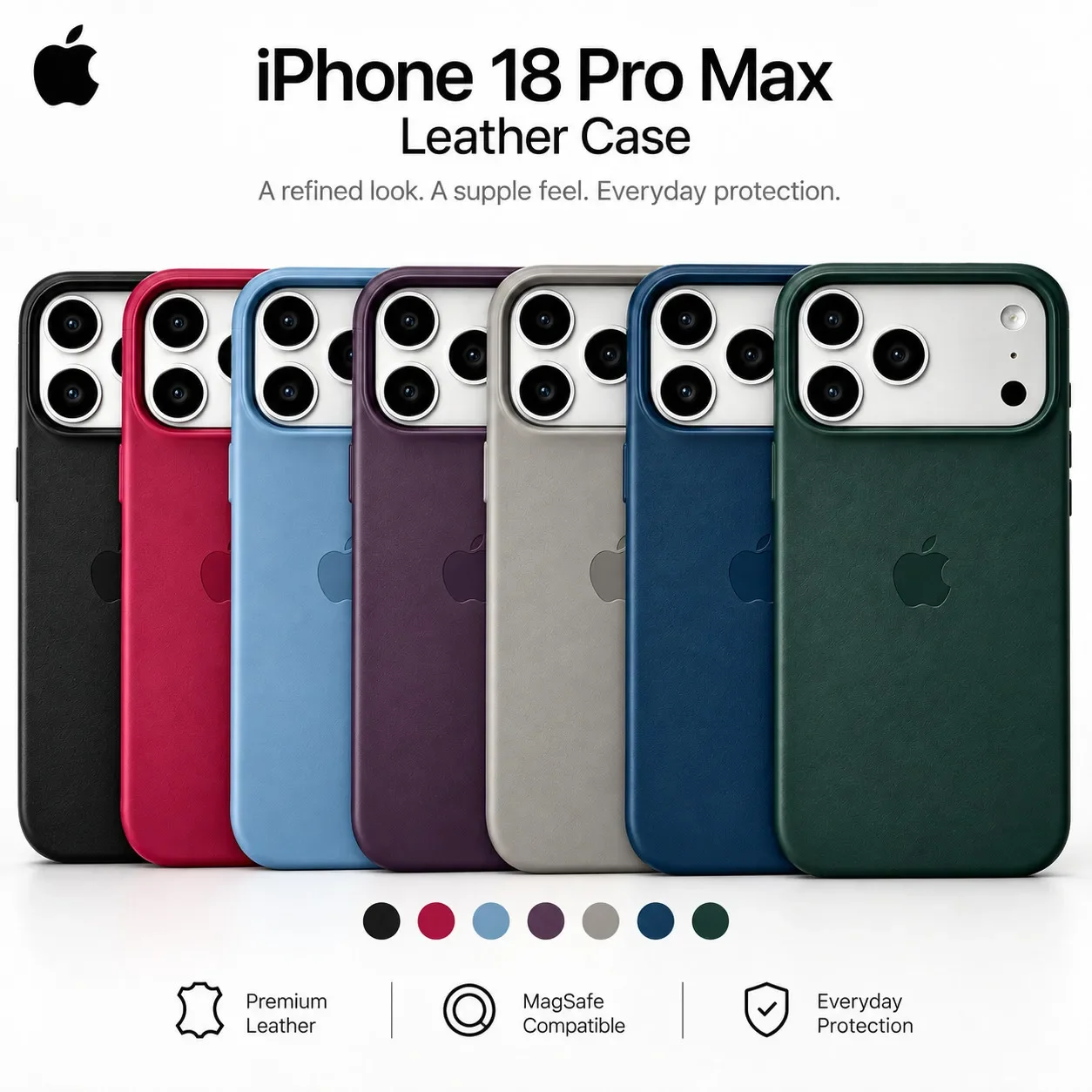 Skórzane etui do Apple iPhone 18 Pro Max z funkcją MagSafe – magnetyczne, bezprzewodowe ładowanie, odporne na wstrząsy, cienkie, ochronne etui z zabezpieczeniem dla aparatu. — 2