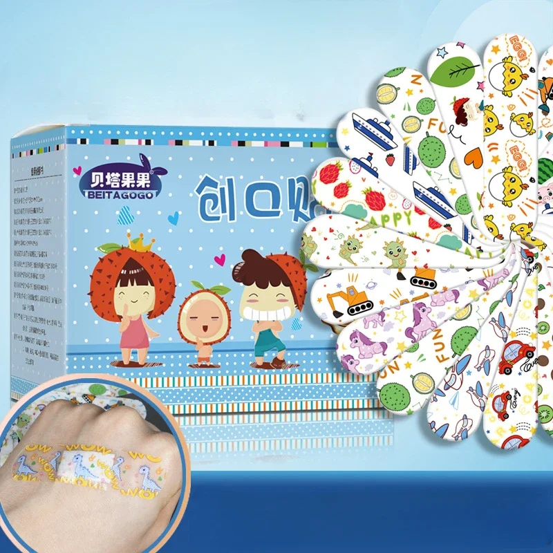 120pcs Cartoon Cute Band Aids Waterproof Breathable Children's Medical Transparent Wounds Hemostatic Bandages First Aid Kit