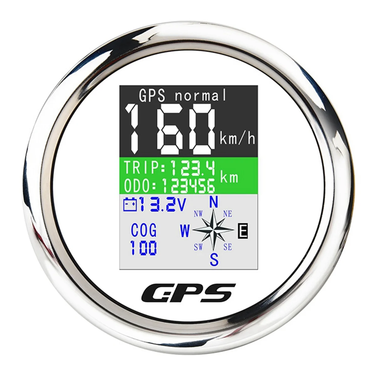 Marine Boat Car GPS Speedometer Digital with GPS Antenna for Motor Yacht TFT Screen Waterproof Odometer White & Silver