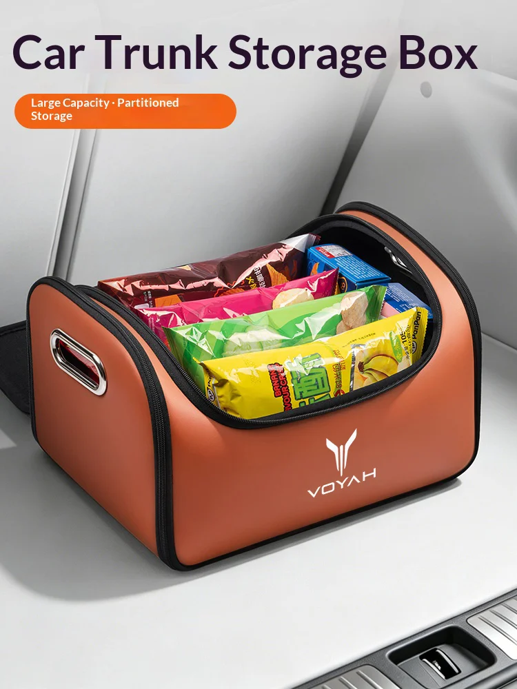 For Voyah Dreampower PHEV ILang Icozy Courage Free Car Trunk Organizer Storage Box Seat Storage Bag with Built-in Pocket