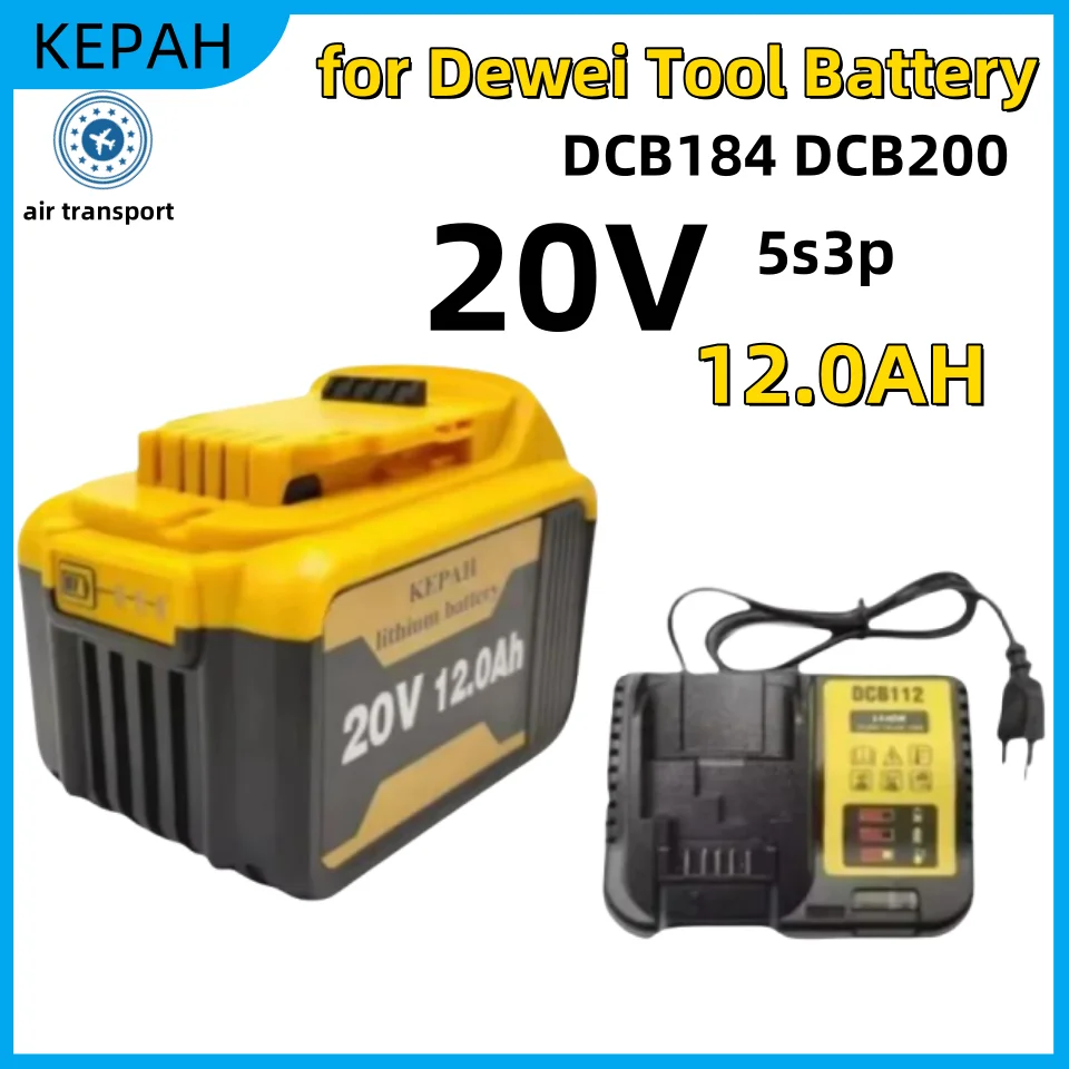 

5S3P DCB200 20 В 12000 мАч литиевая аккумуляторная батарея для Dewalt 18 В DCB184 DCB200 DCB182 DCB180 DCB181 DCB182 DCB201 DCB206