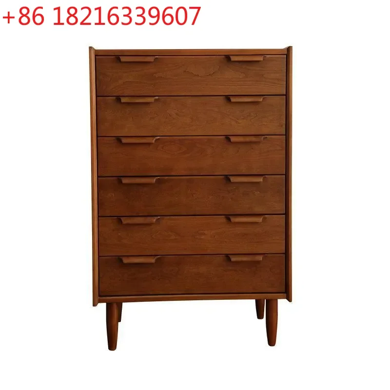YAO Nordic Retro Light Solid Wood Multi Functional Storage Six Drawer Chest Simple Bedroom Living Room Furniture