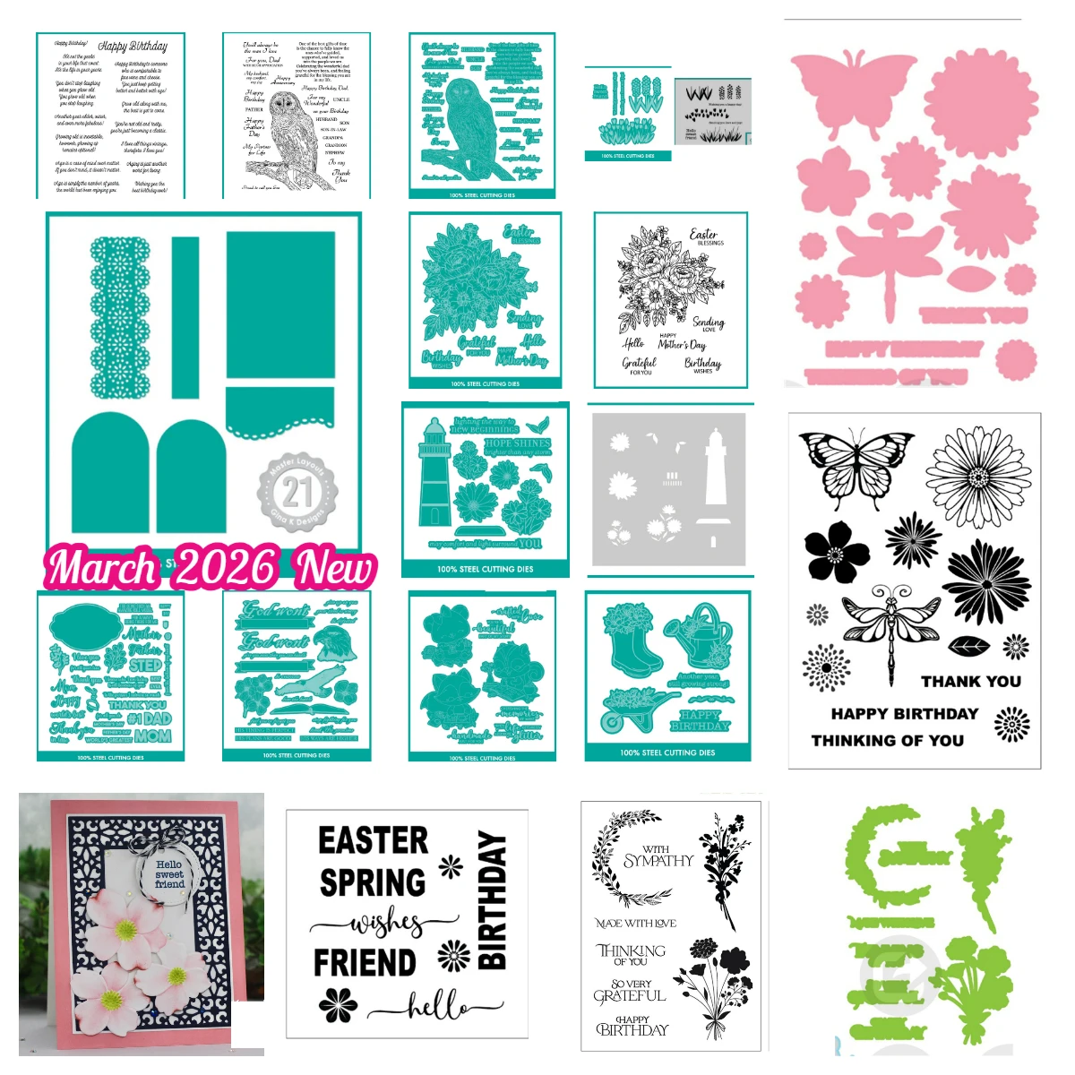 

March 2026 New Gina k. Mom and Dad Day Old Age Birthday Metal Cutting Dies Stamps for DIY Handmade Photo Album Scrapbook Diary