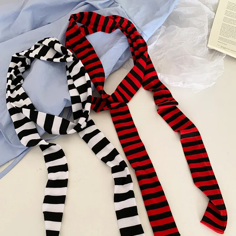 

Women's Striped Scarf Versatile and Fashionable Punk Harajuku Style Y2K Gothic Girl Millennial Subculture Decorative Neckerchief