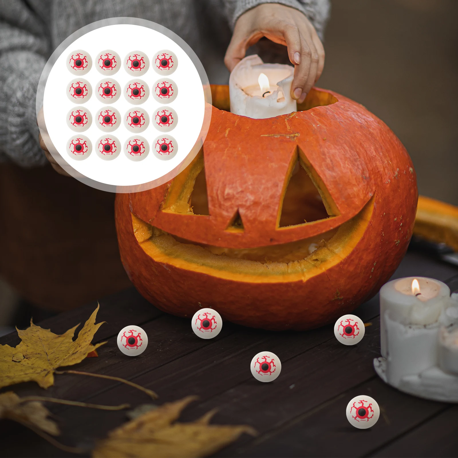 

18Pcs Halloween Scary Eyeballs Vivid Red Simulation Open Lid Candy Holder Spooky Party Decoration Halloween Scary Eyeballs