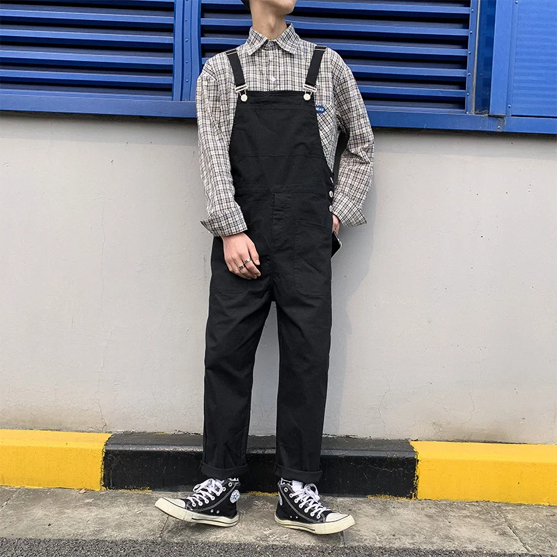 

Trendy Casual Workwear Overalls for Men Spring Summer Loose Fit with Big kets Hong Kong Sle Versatile Cotton Youth Faion