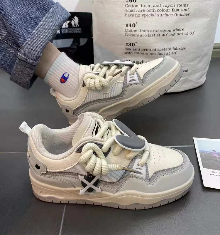 Breathable Mens & Women Shoes Fashion PU Leather Lovers Sneakers Sports Casual Size 36-44