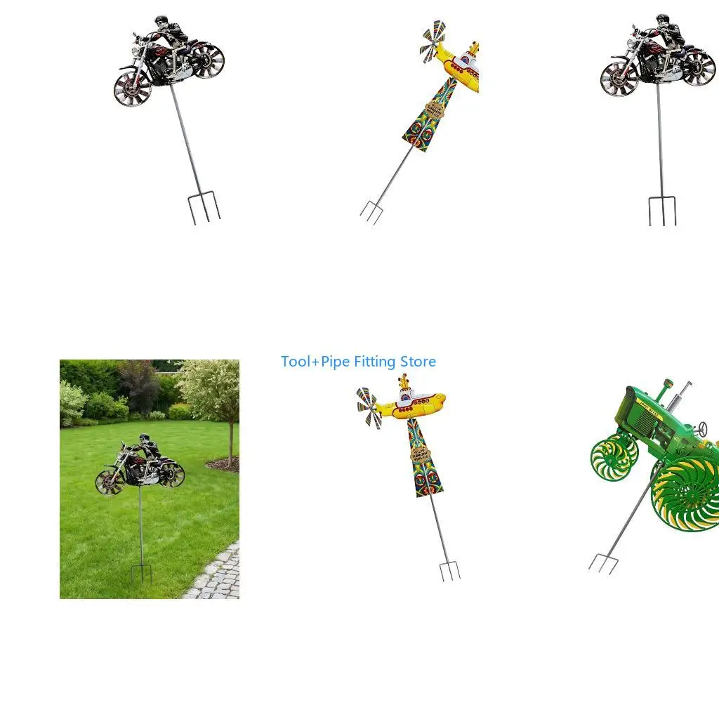 F92B Green Tractor Windmill Stake With Rotatable For Yard Garden Unique