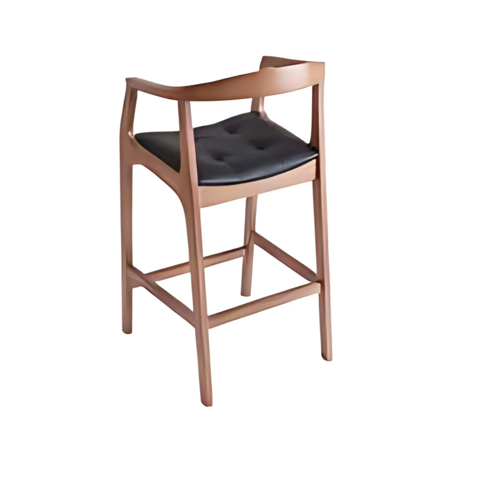 Modern Comfort: The Black Leather Bar Stool with Wooden Frame