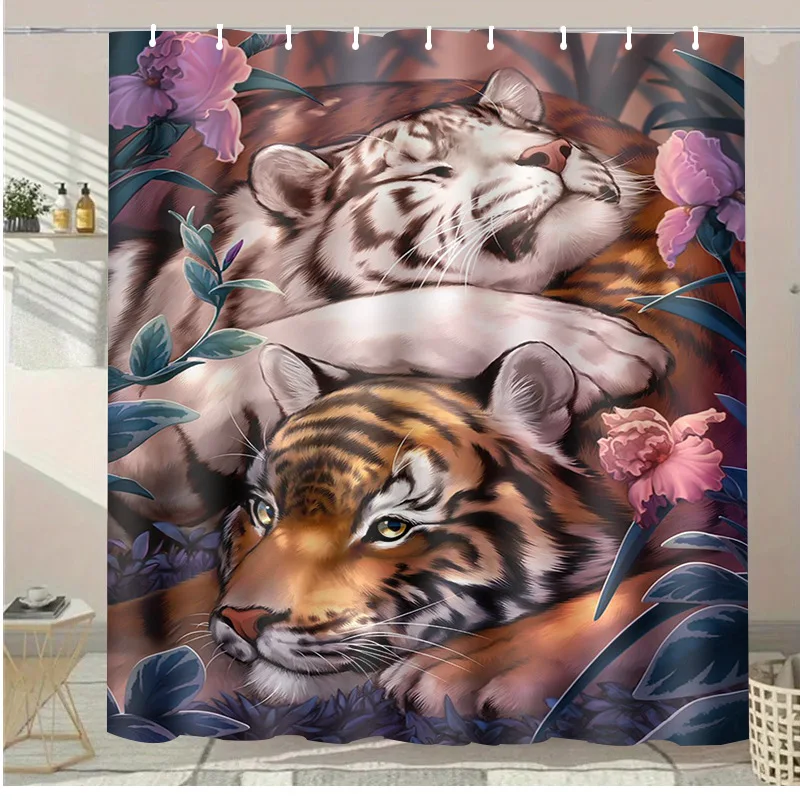 

Милый тигр, моющаяся грязеотталкивающая занавеска для душа, насадка для душа, водонепроницаемая полиэстеровая занавеска для ванны для домашнего декора, аксессуары