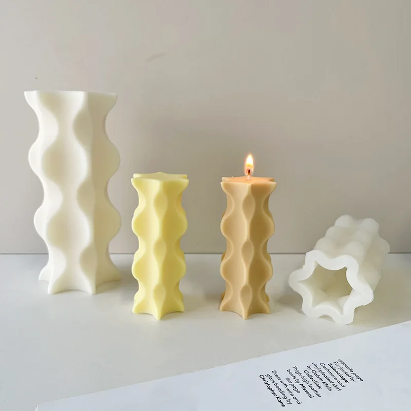 

Geometric Waves Candle Silicone Mold for Handmade Desktop Decoration Gypsum Aromatherapy Candle Silicone Mould