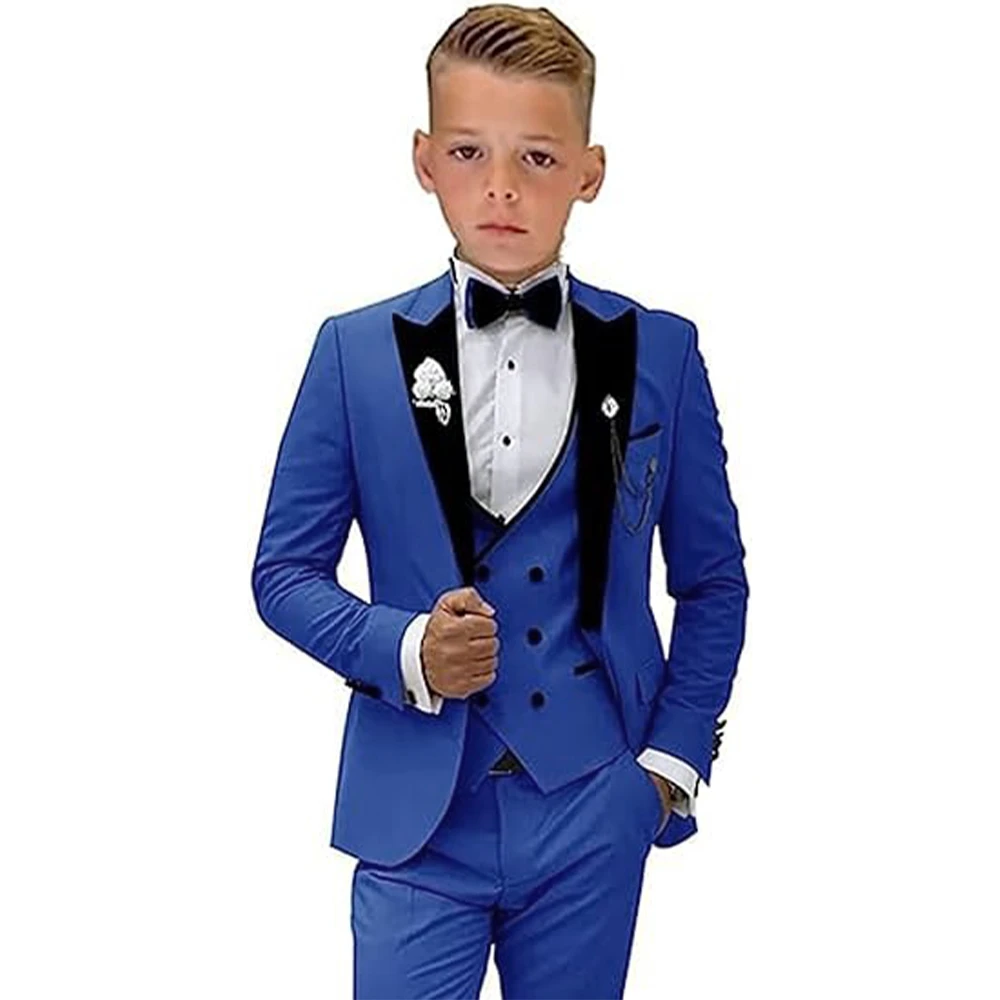 Suit for Boys 3 Piece Jacket Vest Pants Set Children Gift Peaked Lapel Blazer Kids Outfit Costume Birthday Party Clothing