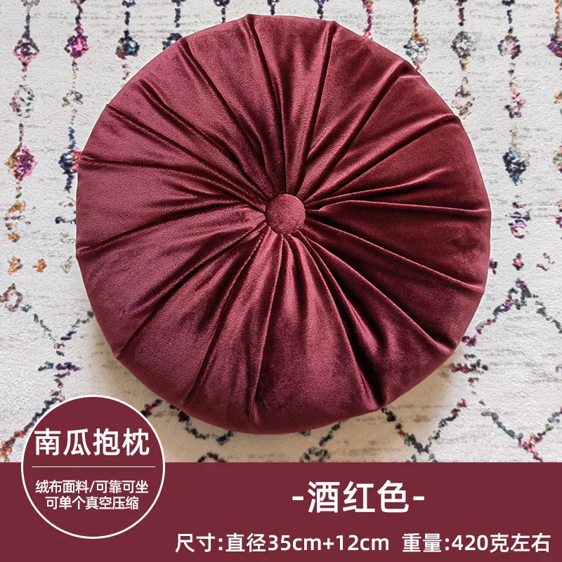 Baroque Style Round Seat Cushion, Sofa Throw Pillow, Dutch Velvet Pleated Pumpkin Seat Cushion for Couch Floor