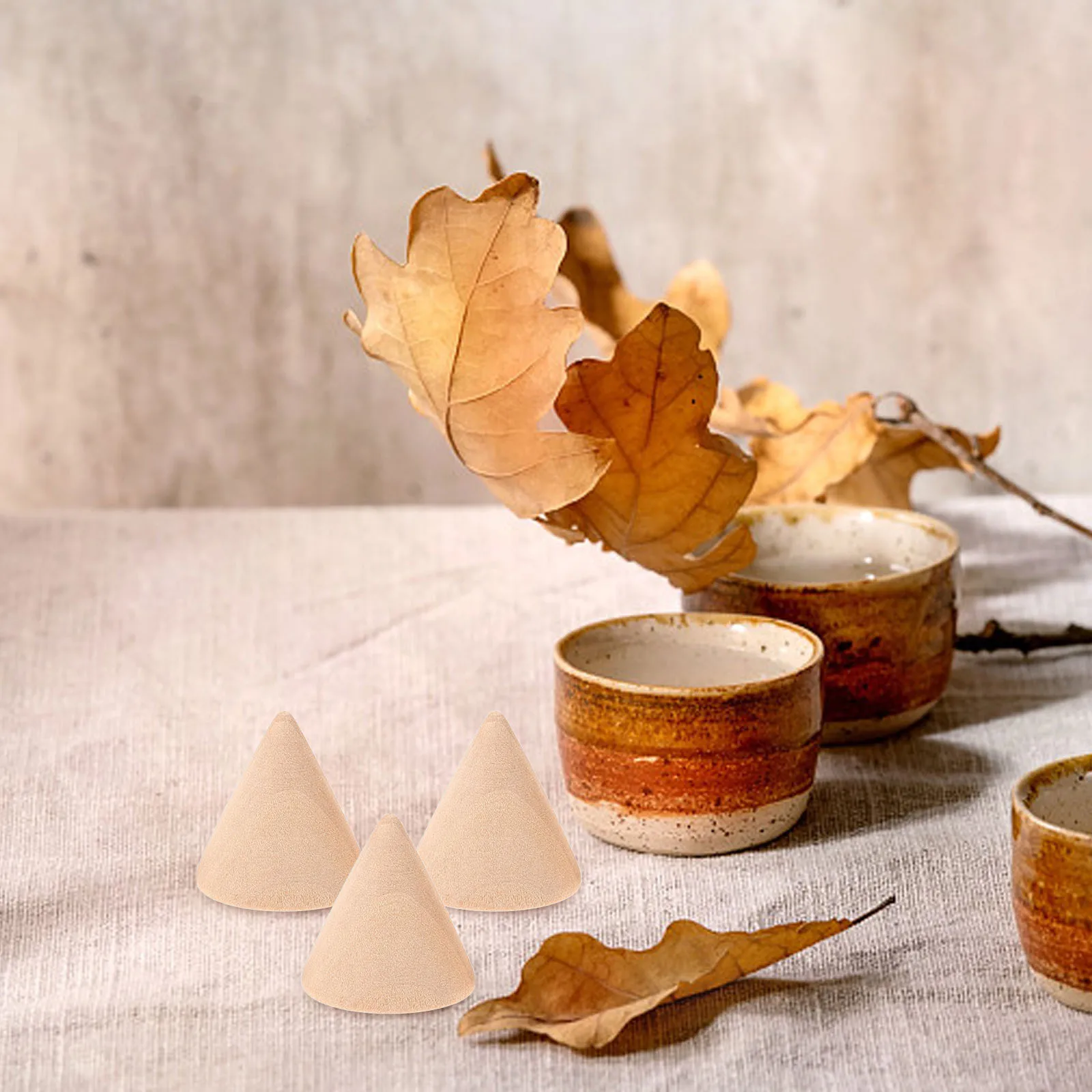 

10pcs 3.1Cm Diy Wooden Cone Unpainted Ornament For Ring Display Stand Organizer Holder Rack Perfect Kids Adult Art Project Wood