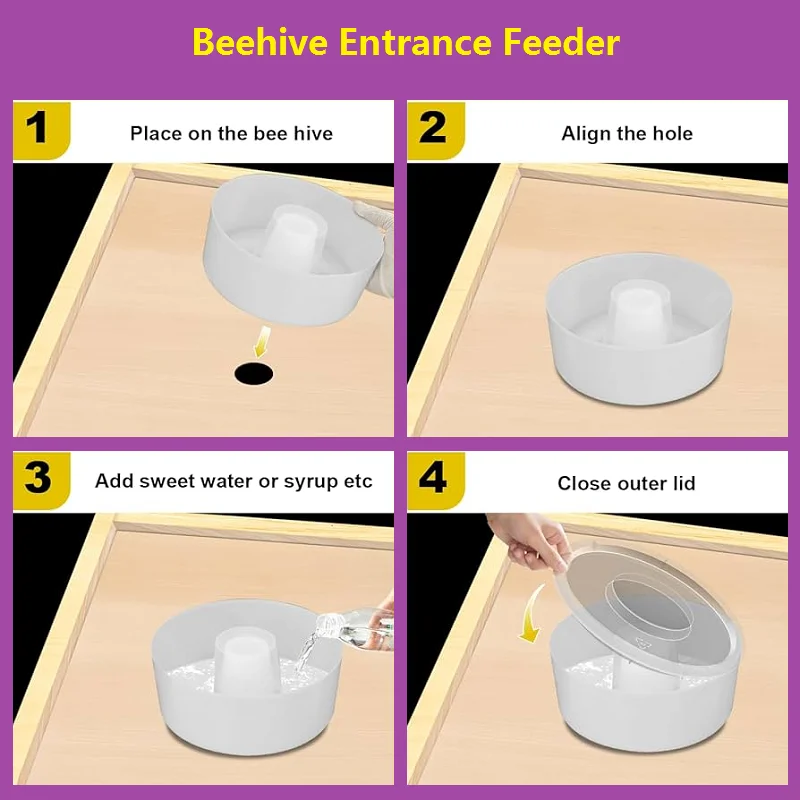 

Hive Top Bee Feeder Rapid Bee Water Feeder Round Beehive Entrance Feeder Bee Drinking Beekeeping Tools Bees Feeding Equipment