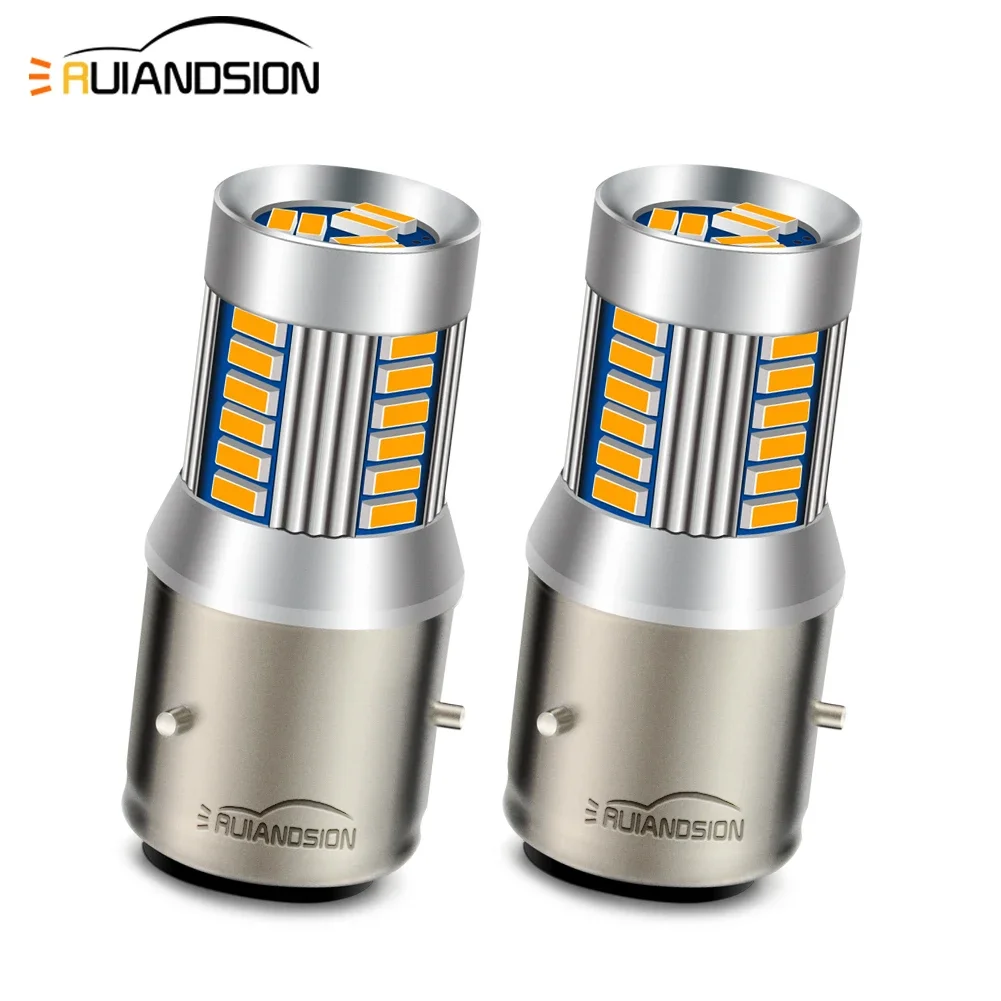 2Pcs BA21D LED Headlight BA20D H6M P15D BAX15D P15D-25-3 Motorcycle Head Lamp Bulbs Warm White DC 6-30V for Moped Scooter 12V