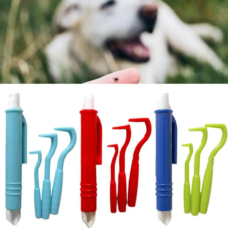 4PCS Tick Remover For Dogs Cats Tick Remover Tweezers Tongs Hooks Set pets Flea Remover Comb Supplies For Removing Fleas Lice