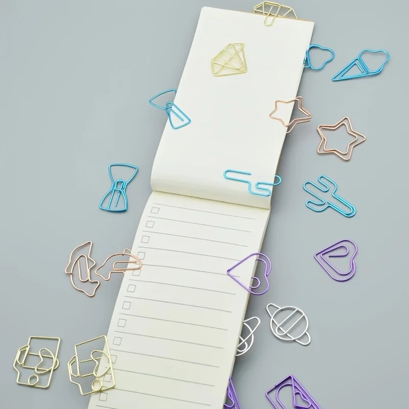 10pcs Colorful Metal Hollow Paper Clip Bookmark Clips Colorful Binder Pins School Office Supplies